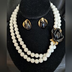 #46. KJL for Avon Midnight Rose Necklace & Earrings Set